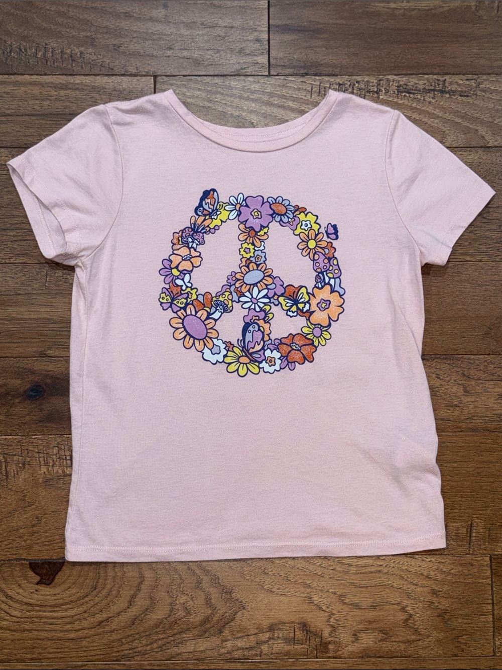 Old Navy Girls Floral Butterfly Mushroom Peace Sign Shirt - Size L (10/12)